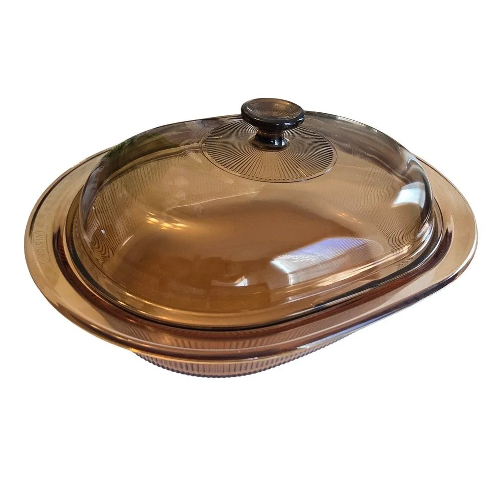 Vision‎ Corning Amber Glass Covered Casserole Dish w Lid V24C